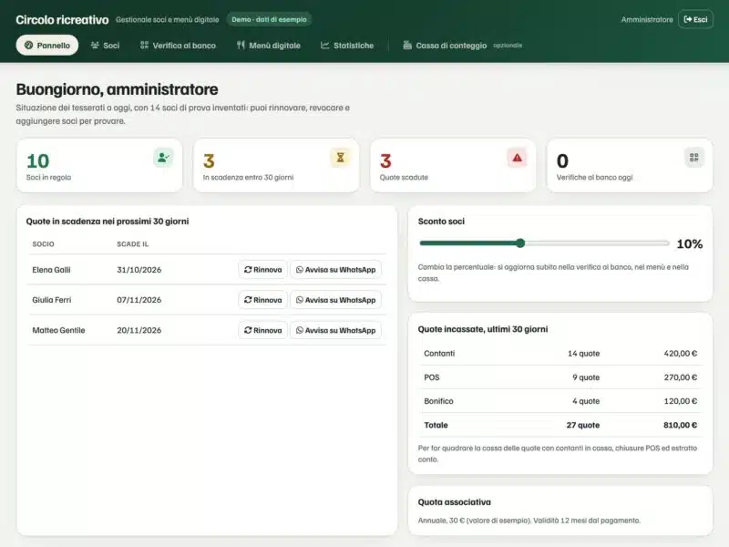 Gestionale soci per un circolo ricreativo